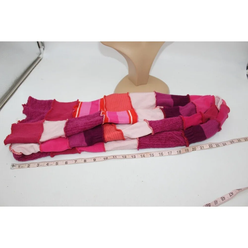 Scarf Upcycled Red Pink White Sweaters Red 8 ft Long Handmade Boho Mens Womens